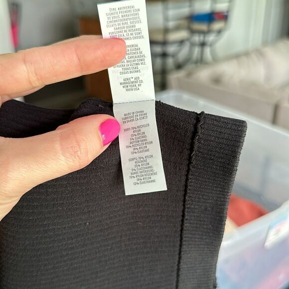 Aerie Real Good Black Button Down Seamless Cropped Bralette Tank Top - Picture 6 of 7